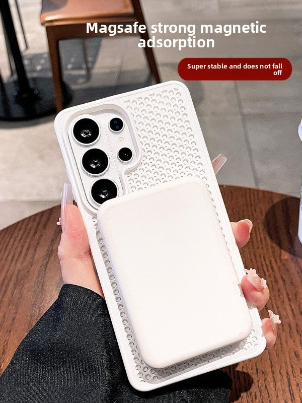 Heat dissipation magnetic suction for Samsung S26ultra mobile phone case New S26 + large area honeycomb mesh heat dissipation magnetic suction protective case S25ultra all-inclusive anti-drop male and female cases Phone accessories