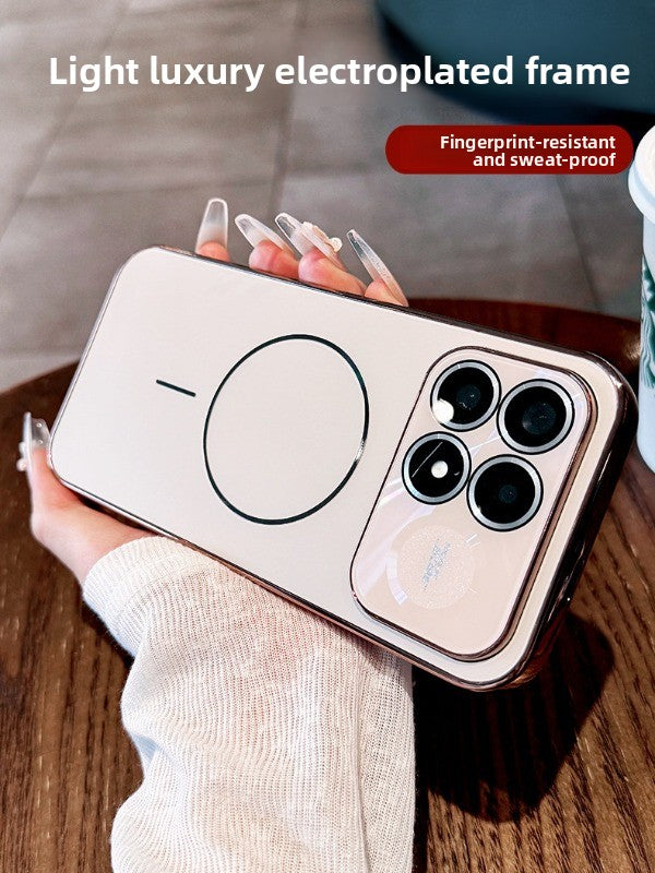 Laser thin ring For Redmi K100pro mobile phone case New k90 pro max integrated lens film all-inclusive protective case k80pro electroplated acrylic backplane case Phone Accessories