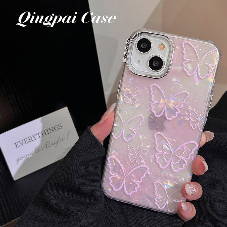 Accessories Dream ins shell pattern pink butterfly for Apple 15promax mobile phone case iphone13 new 14pro