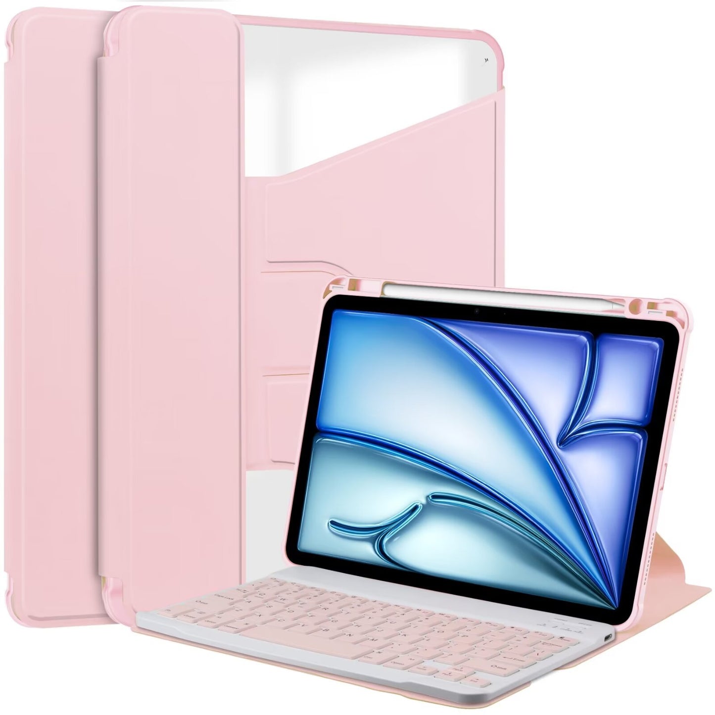 Applicable to 2024 iPad Air11 Bluetooth keyboard case 360 ° rotating acrylic bracket leather case protective Accessories