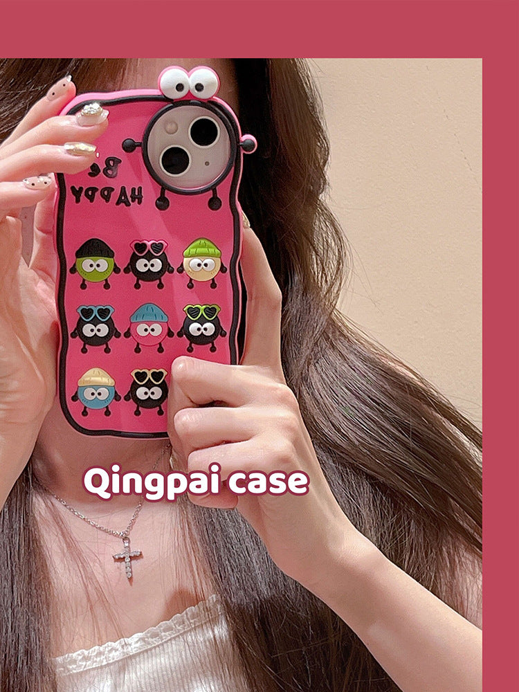 Accessories are suitable for Apple 14promax mobile phone case, the new iphone15 three-dimensional small coal briquettes, women's 13 cartoon cute.