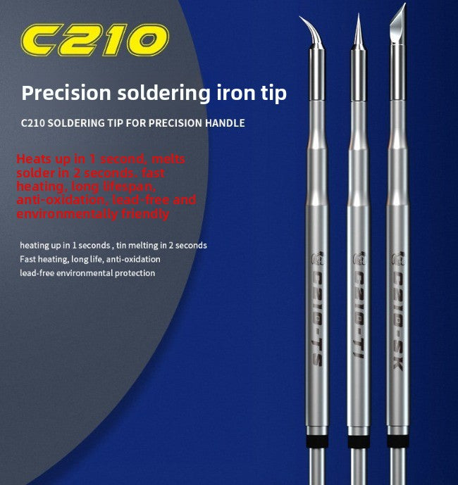 210 soldering iron head, universal T26 head, welding table C210 heating core soldering iron tip straight tip scimitar head repair tools