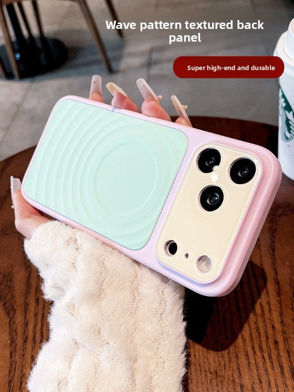 Contrast color ripple magnetic For iPhone 18promax mobile phone case New iPhone17 Macaron Contrast color ripple magnetic case 16pro Built-in magnetic suction women's case Phone Accessories