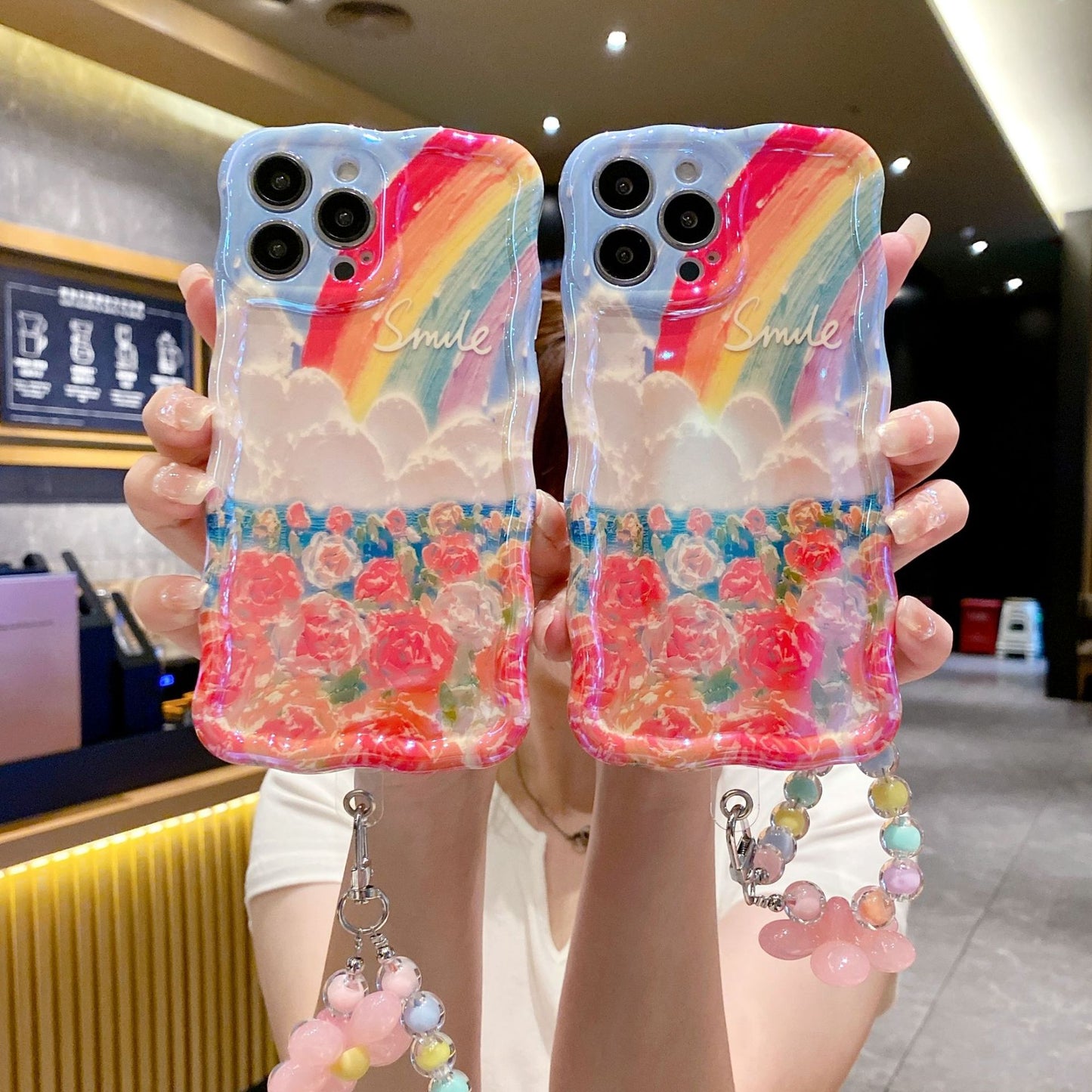 Accessories for iphone14promax new oil painting rainbow flower 13promax mobile phone case 12 silicone soft case 11