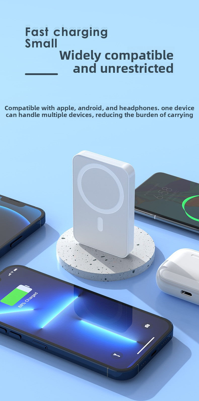 Magnetic wireless power bank 10000 mAh ultra-thin portable mobile power supply