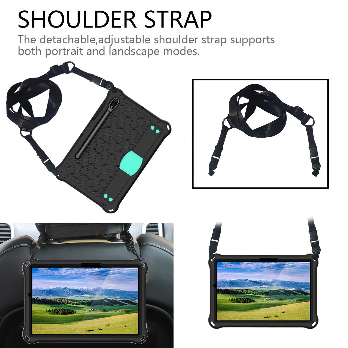 Suitable for Samsung Tablet S9 Tablet Case Children's Anti-drop S8 Protective Case Suction Pen All-inclusive S7 Hand Support Bracket Shoulder Strap Protective Accessories