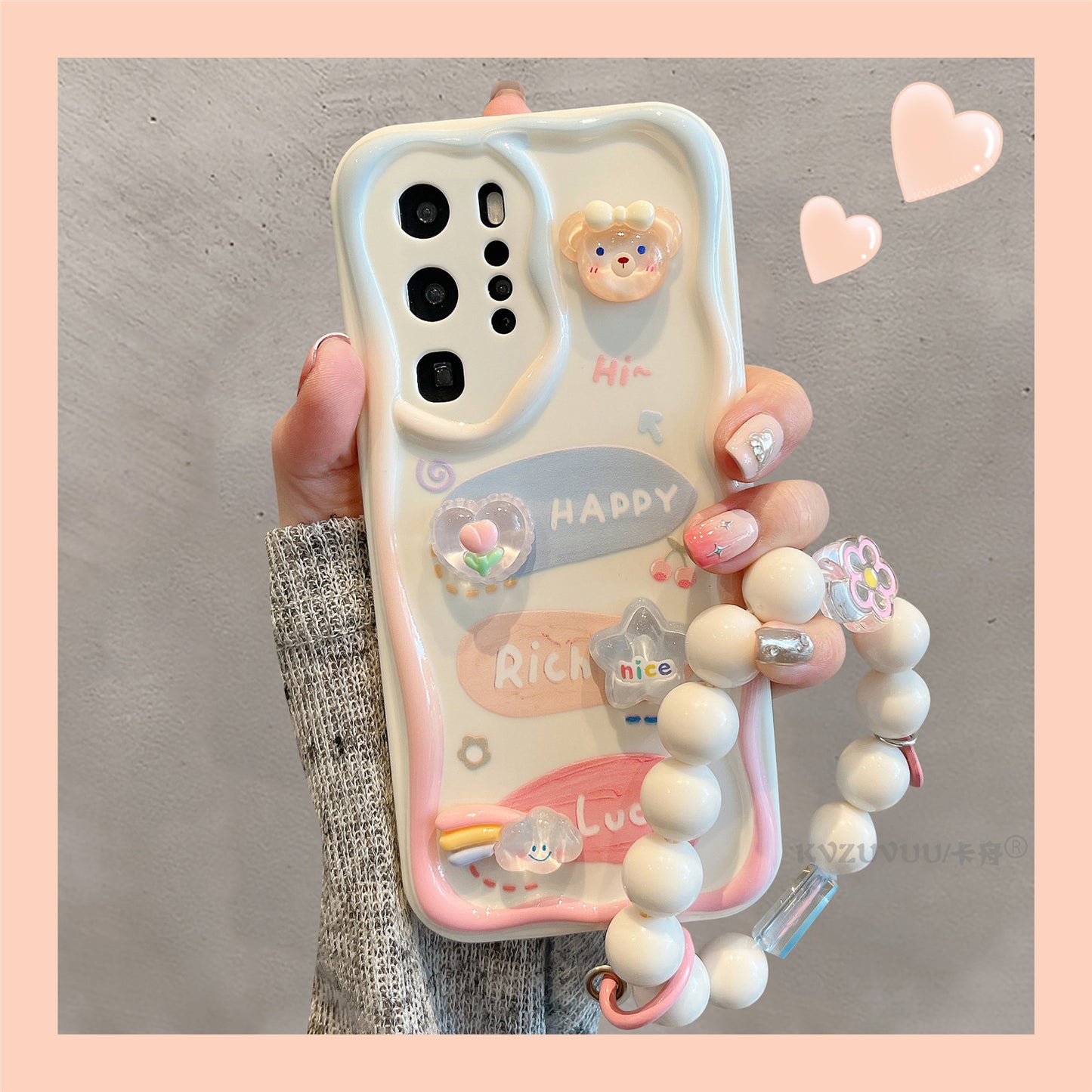 Accessories for Huawei mate50 mobile phone case mate40pro three-dimensional rabbit bear bracelet mate50pro cute card