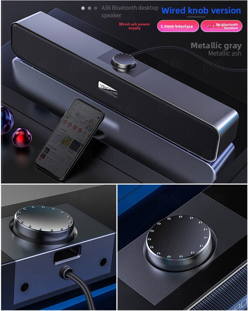 Silver Diao A36 Computer Bluetooth Audio USB Smart Speaker Subwoofer Card