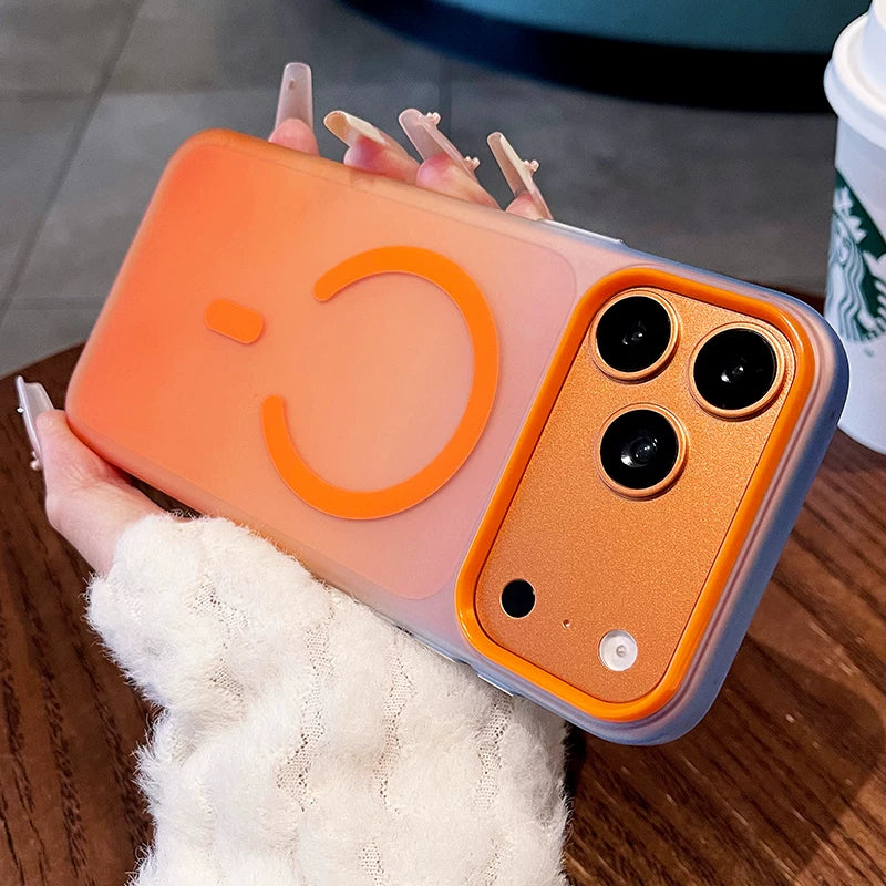 Skin feeling gradual change Magnetic suction For iPhone 18promax mobile phone case New iPhone17 matte semi-transparent back plate 16pro High protection at the lens Women's simple shell Phone Accessories