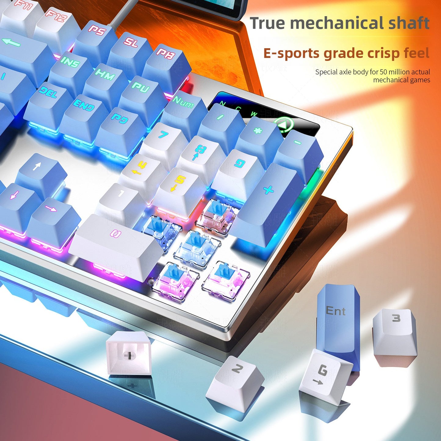 Silver engraving ZK3 metal mechanical keyboard 87 keys 104 keys luminous blue axis black axis computer accessories color puzzle game