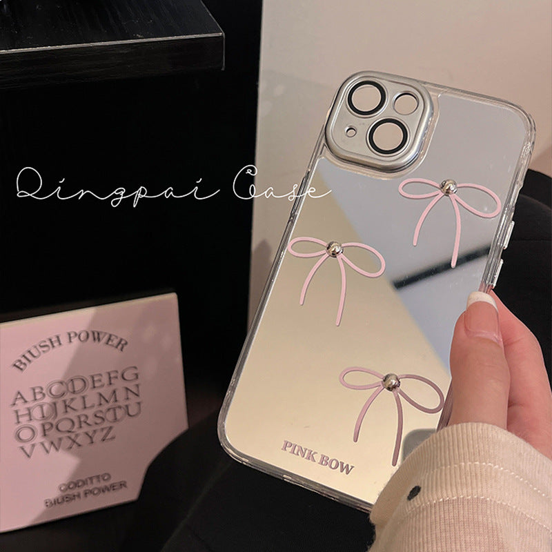 Accessories Korean ins wind mirror bow for Apple 15promax mobile phone case iphone13 new 14pro women