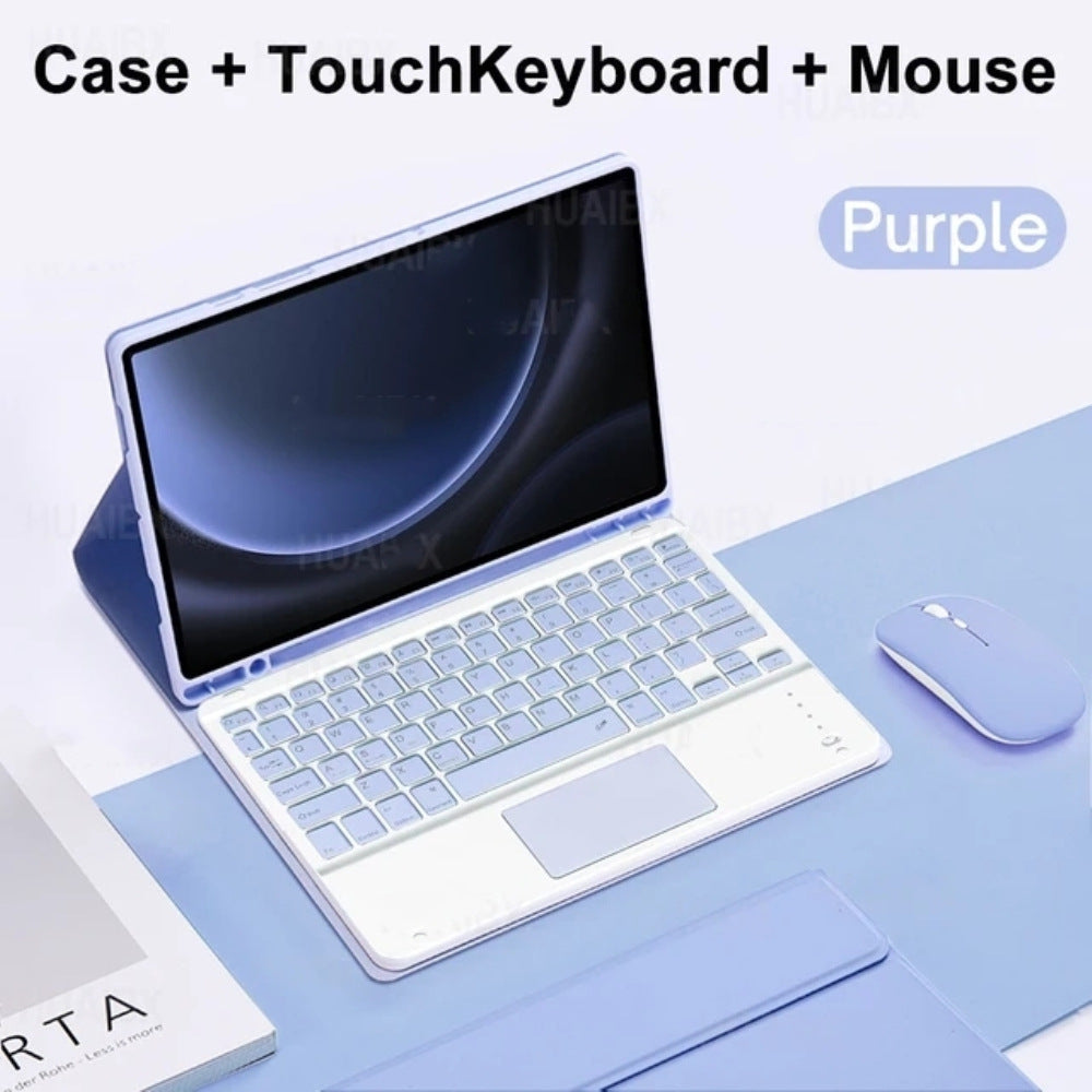 Suitable for Samsung Tablet A9 + Protective Case A8 with Pen Slot S7 Bluetooth Keyboard Miaokong S9FE Silicone Leather Case S8protective Accessories