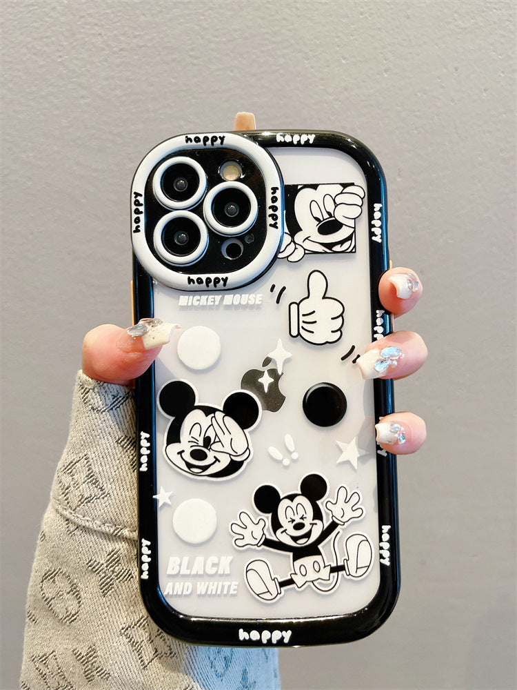 Accessories for Apple 15promax mobile phone case 14 cartoon trendy brand Mickey iphone13 new back clip crossbody lanyard