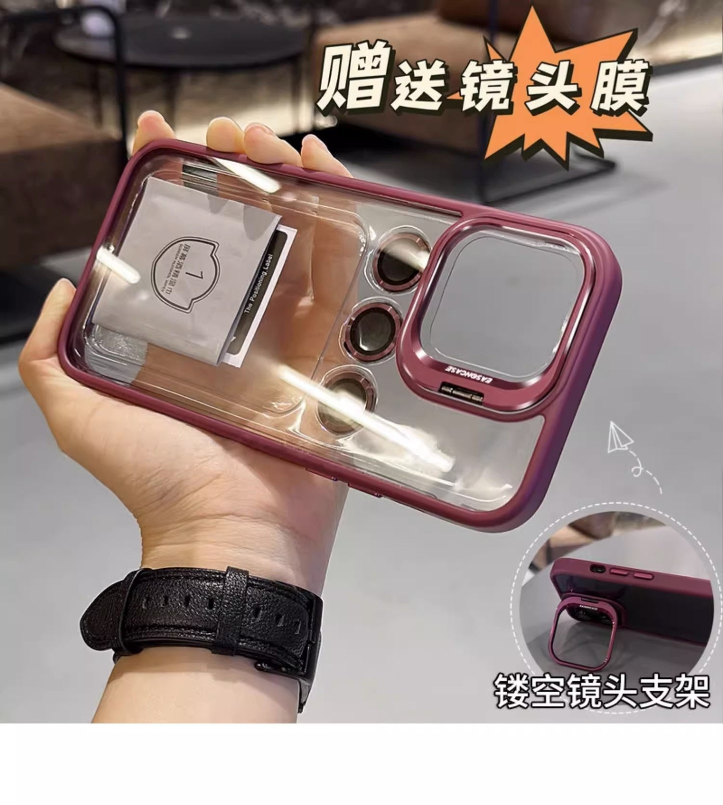 (Free shipping)For iPhone Superior summer orange  Phone case transparent lens film Lens cap bracket for free