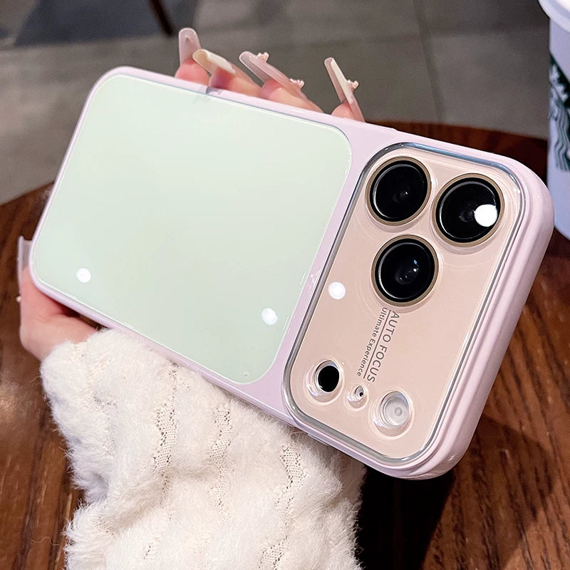 Contrasting color large window glass for iPhone 17promax mobile phone case New iPhone16 seconds change 17pro large window dopamine soft edge 15pro with lens film protection Phone accessories