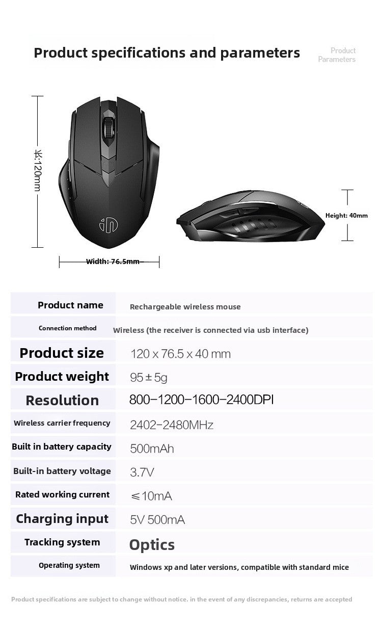 PM6 wireless bluetooth three-mode mouse F1S charging silent business office game computer