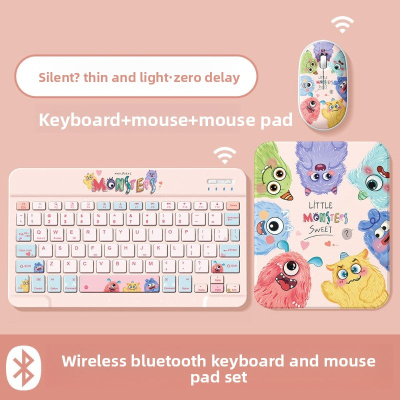 Wireless Bluetooth Keyboard Set For Apple Huawei Xiaomi Tablet PC Special External iPad Keyboard Mouse Set Office Silent No Delay Comfortable and Thin Little Monster Tablet Accessories