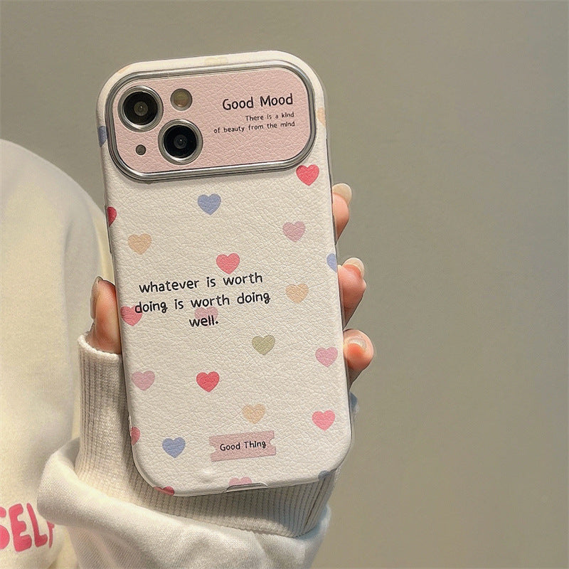 Accessories ins wind simple color love for apple 14 mobile phone case solid color iphone15promax girl heart new