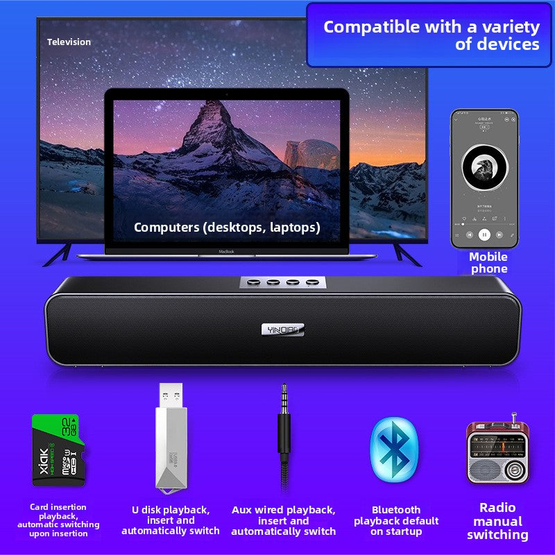 Silver Diao A36 Computer Bluetooth Audio USB Smart Speaker Subwoofer Card