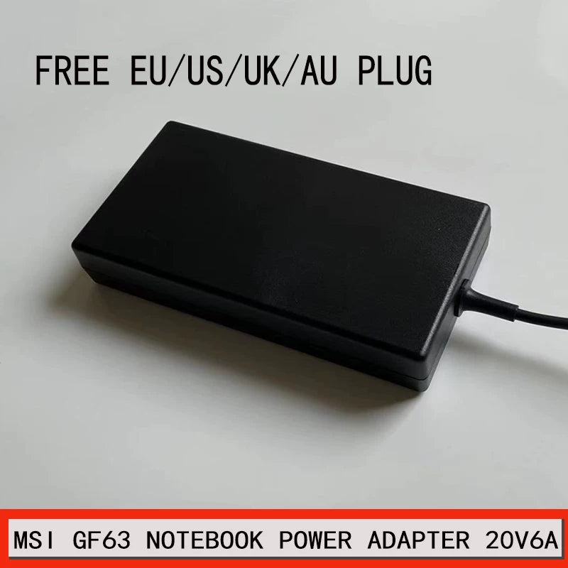 Genuine New  AC Adapter Charger for MSI GF63 notebook power adapter 20V 6A 4.5*3.0MM 5.5*2.5mm Power supply  MSI laptop repair parts