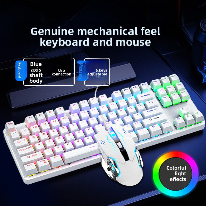 87-key high-value wired real mechanical keyboard, blue axis computer accessories, game e-sports office, universal for eating chicken