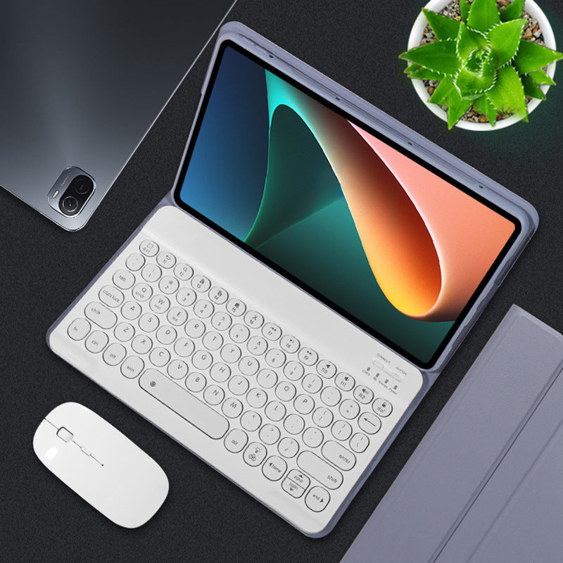 Applicable to 11-inch Xiaomi 5Pro Bluetooth keyboard case Xiaomi 6 tablet 2023 round hat keyboard leather case mouse protective Accessories