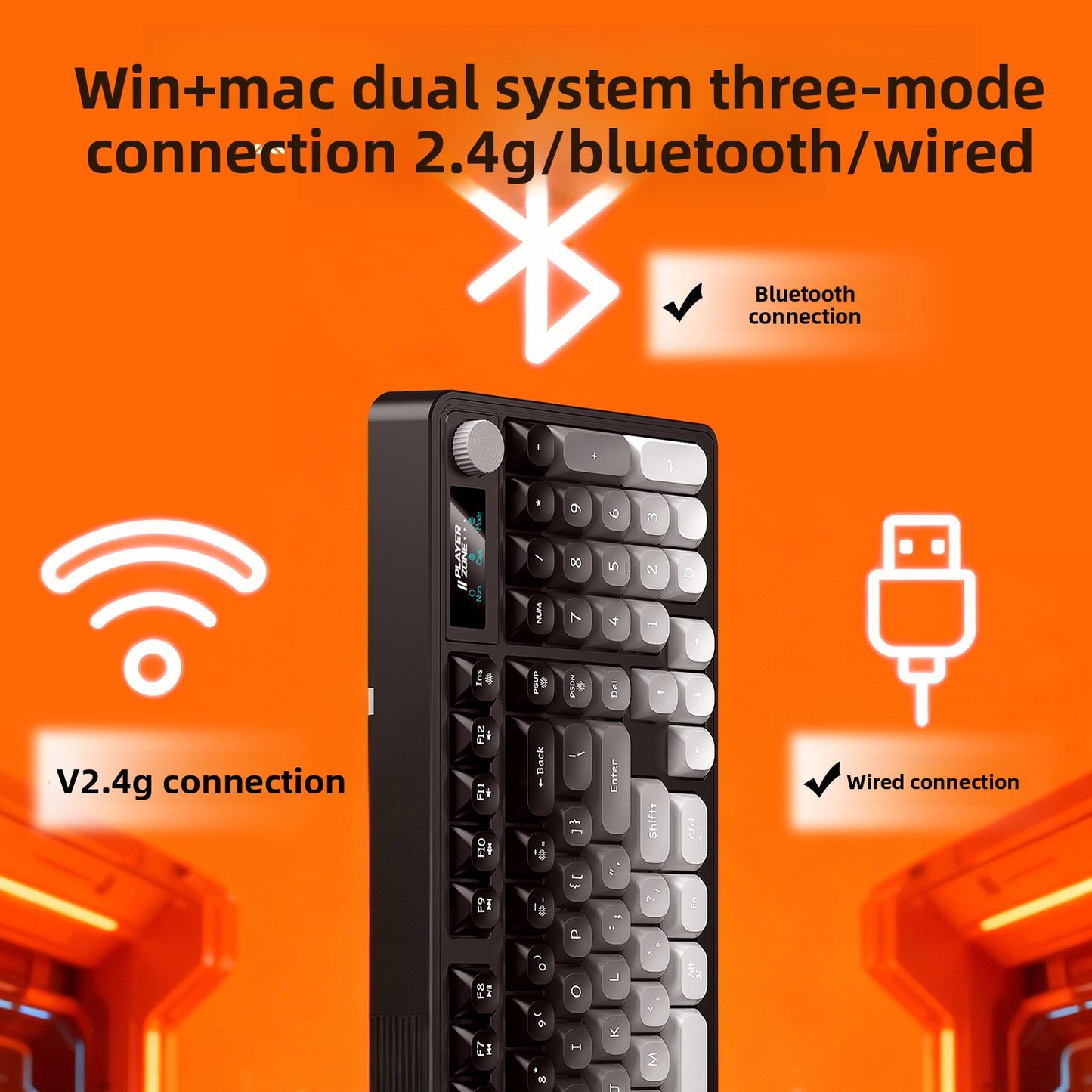 Silver Diao K10 wireless bluetooth three-mode gaming keyboard USB silent RGB wired office charging computer rohs
