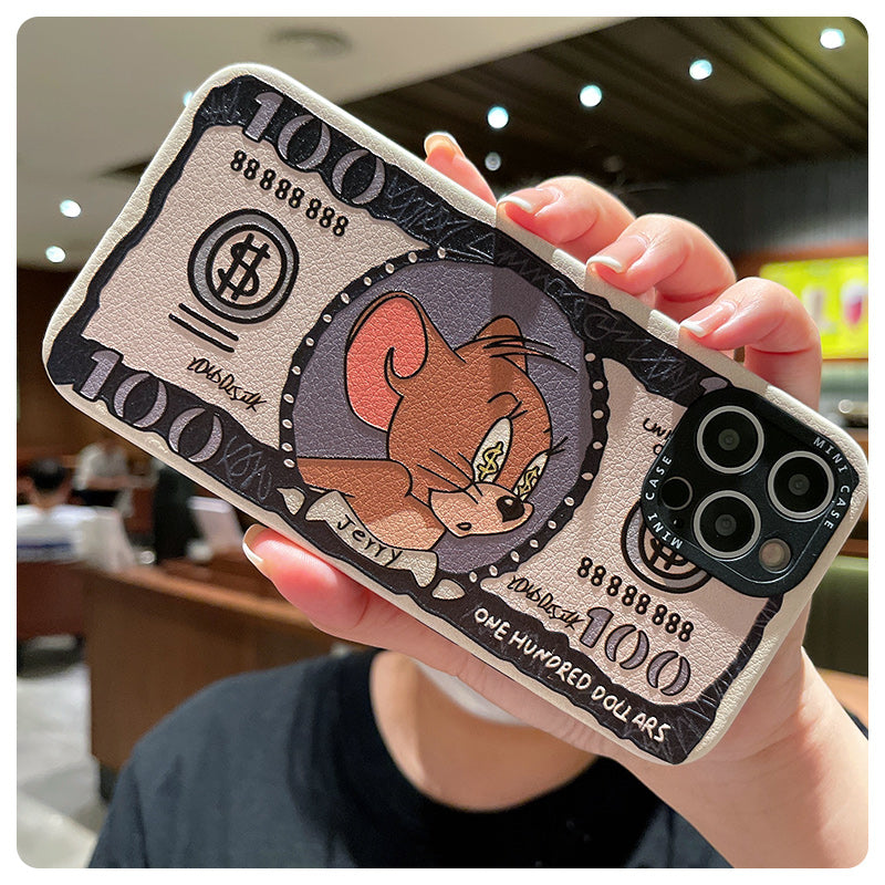 Accessories banknotes cat and mouse for iphone15 mobile phone case apple 14 silicone case 12pro max soft case 11