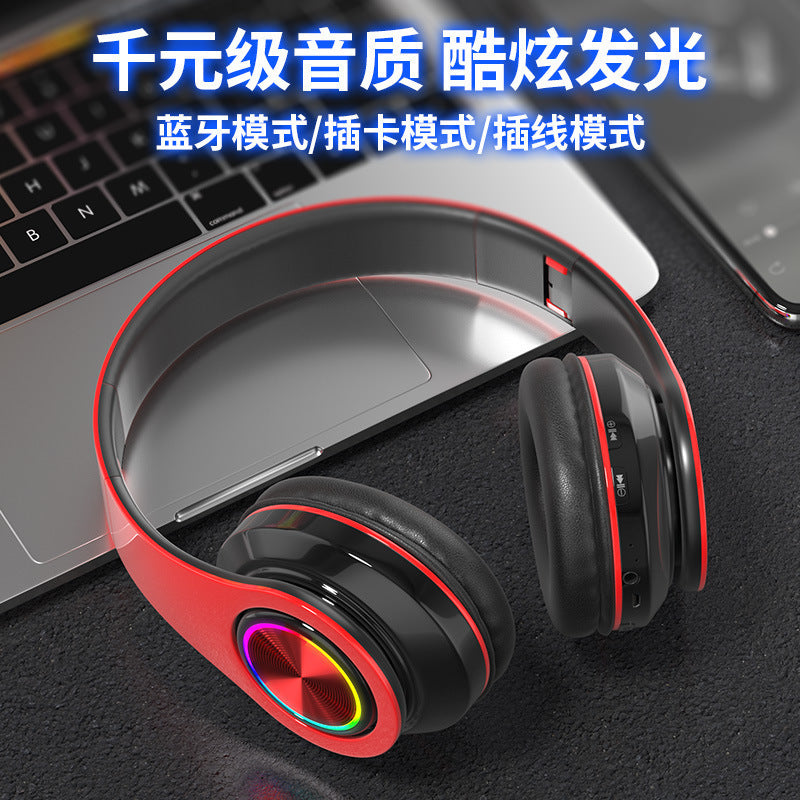 AccessoriesB39 Wireless Luminous Bluetooth Headset Headset Subwoofer Sports Game 5.0 Pluggable Card Folding