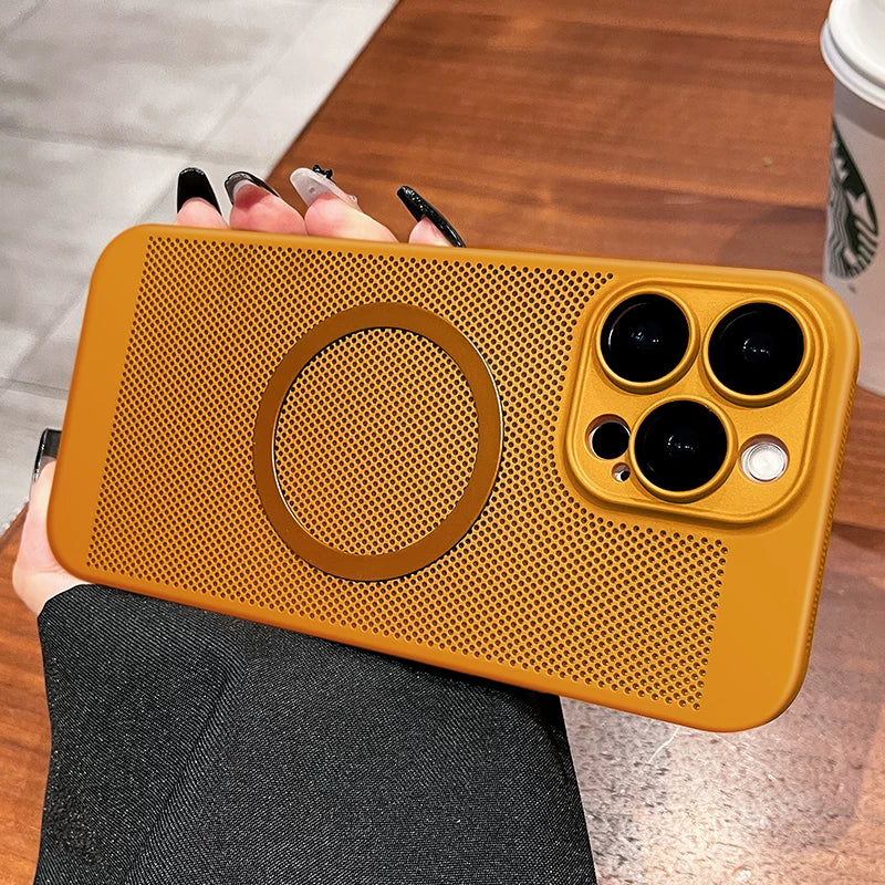 For iPhone 16Promax mobile phone case new iphone15pro protective case 17Promax ultra-thin breathable 13 heat dissipation magnetic suction 12 all-inclusive 14 men's and women's 8plus matte simple hard case Phone accessories