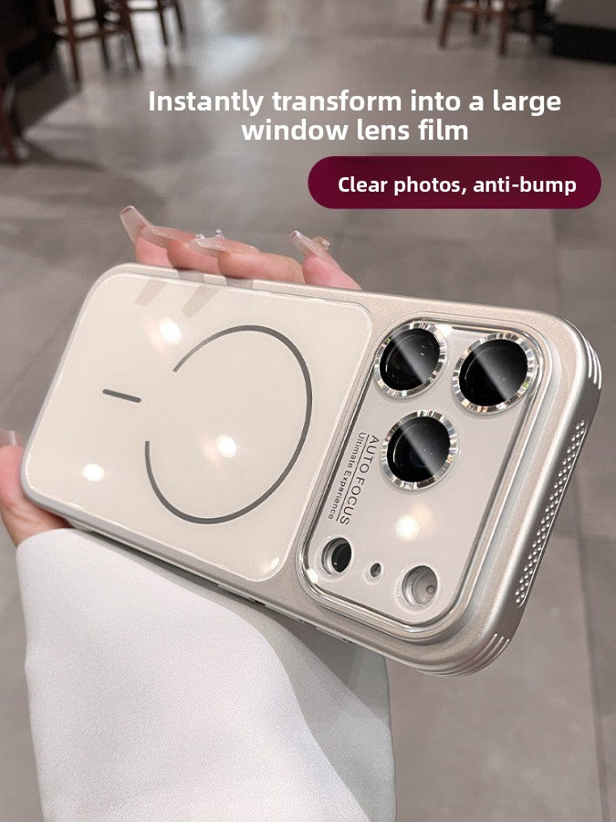 Frosted magnetic suction heat dissipation for iPhone 17promax mobile phone case The new iPhone16 seconds becomes larger Windows protective case 15pro Side mesh heat dissipation design Men's and women's Phone accessories
