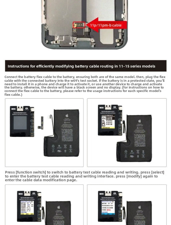 Battery Life Pop-up Tester for iPhone Mobile Phone Battery Change Efficiency Card Bug Repair Bounce Window Instrument Battery Free Cable Laptop Mobile Phone Repair tools