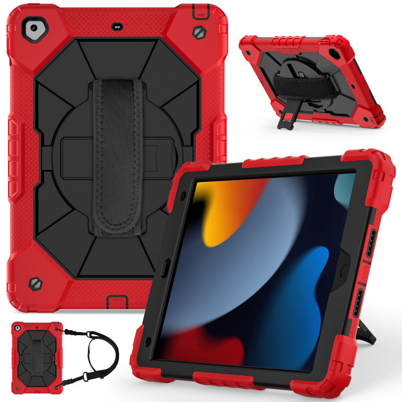 Applicable to iPad 10.2 inch tablet silicone cover iPad9th generation 8th generation 7th generation silicone portable rotating bracket protective case protective Accessories