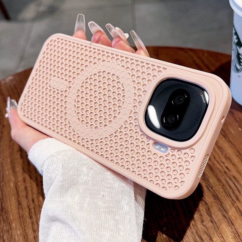 Heat dissipation magnetic suction For iQOOZ11turbo mobile phone case New z10turbopro Large area honeycomb mesh Heat dissipation magnetic attraction protection z9 All-inclusive anti-drop men's and women's cases Phone Accessories