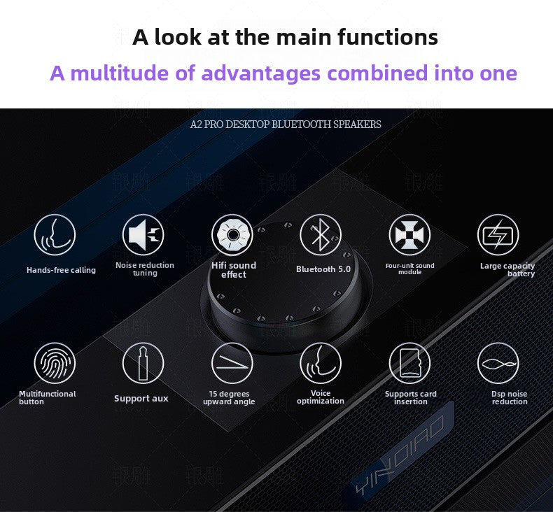 Silver Diao A36 Computer Bluetooth Audio USB Smart Speaker Subwoofer Card