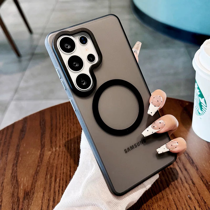 Light sand magnetic suction for Samsung S26ultra S25 Ultra S25+ mobile phone case New S26 + protective case Light sand magnetic suction ultra-thin matte 25ultra anti-drop all-inclusive premium soft edge hard case Phone accessories