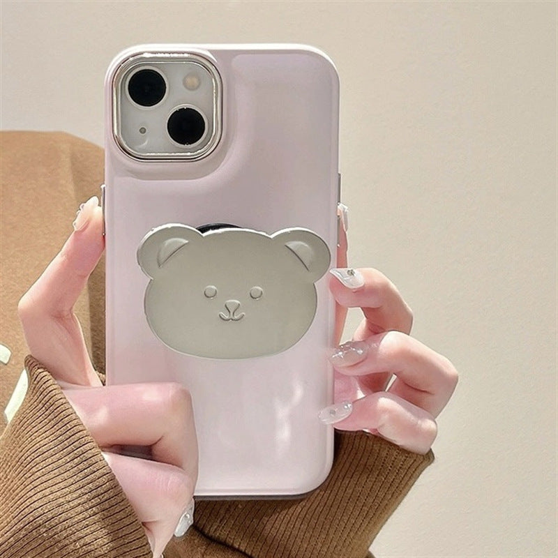 Accessories Cute pink metal bear holder for iphone14Promax iPhone 13 case 11 soft 12 girl