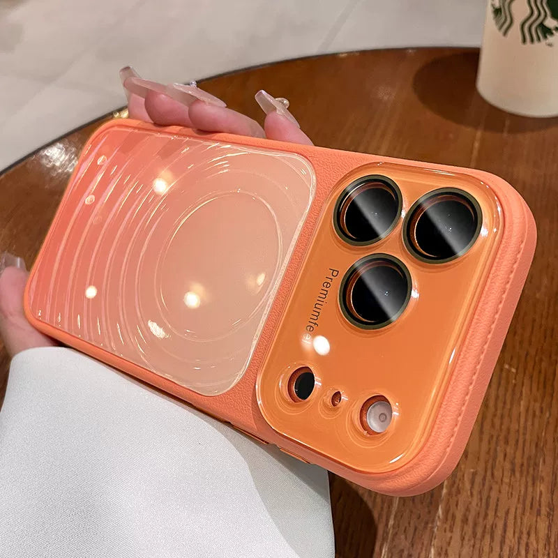 Ice ripple pattern heat dissipation for iPhone 17promax mobile phone case iPhone16 seconds becomes larger, the window gradually changes, smudging women's protective case 15pro niche case Phone accessories