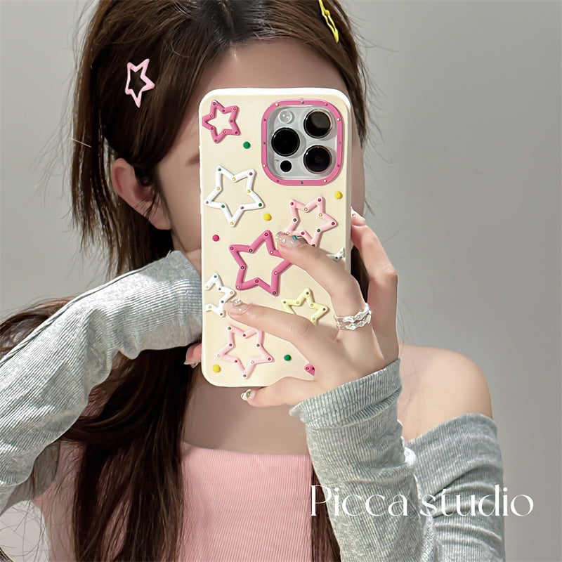 Accessories three-dimensional girl color stars for iphone14pro max mobile phone case apple 13 silicone soft case 12