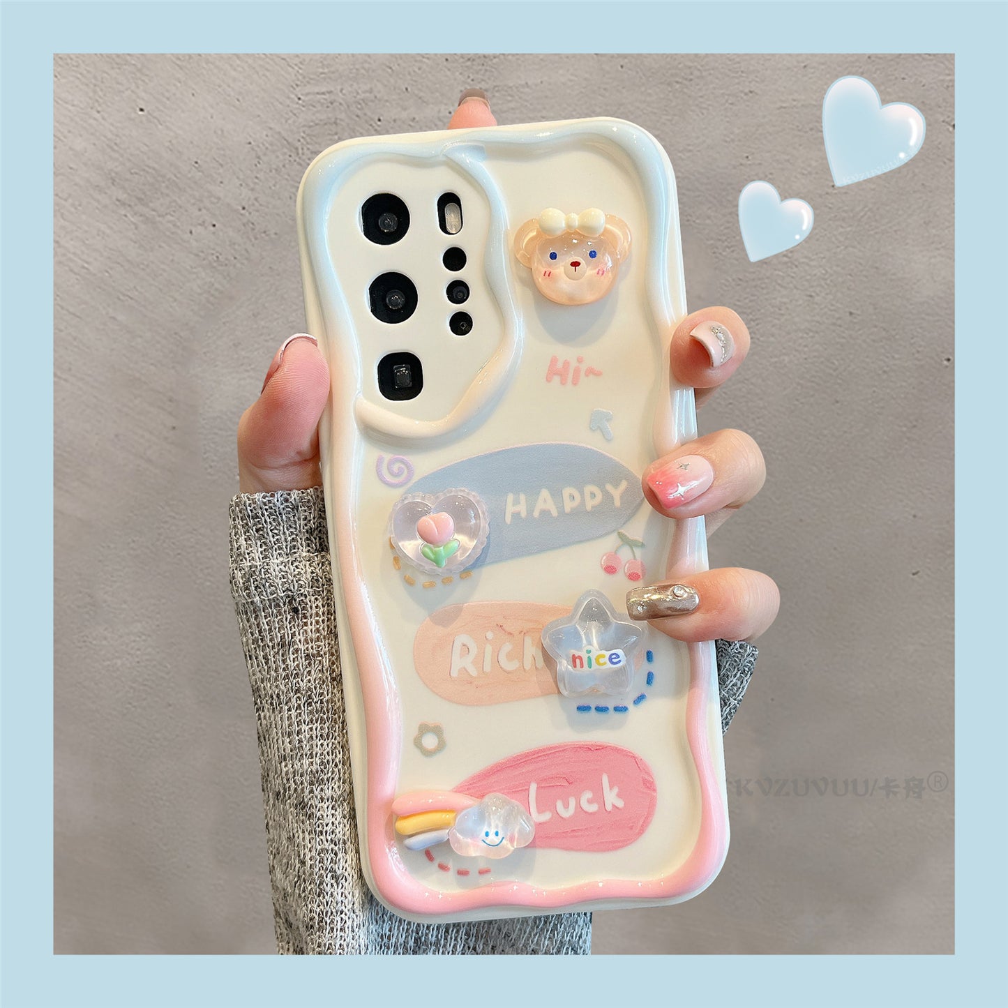 Accessories for Huawei mate50 mobile phone case mate40pro three-dimensional rabbit bear bracelet mate50pro cute card