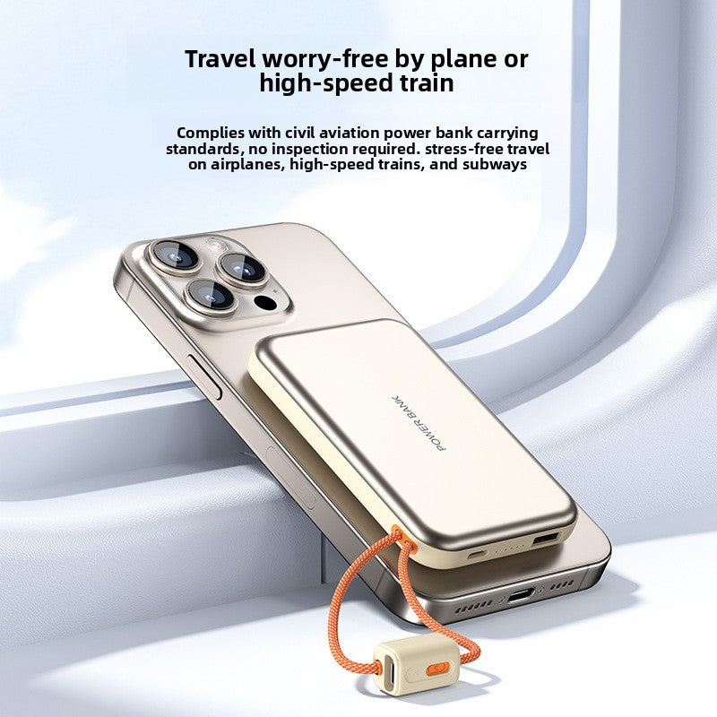 KC magnetic power bank 10000 mAh with its own cable ultra-thin watch earphones wireless fast charging power bank