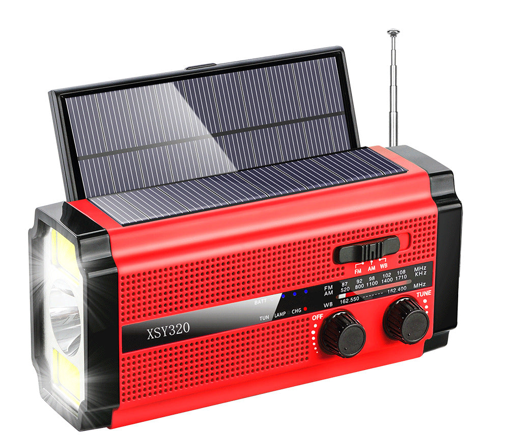 Hot-selling multi-function Emergency Power Bank radio AM/FM/WB hand-cranked power generation solar usb rechargeable AAA battery