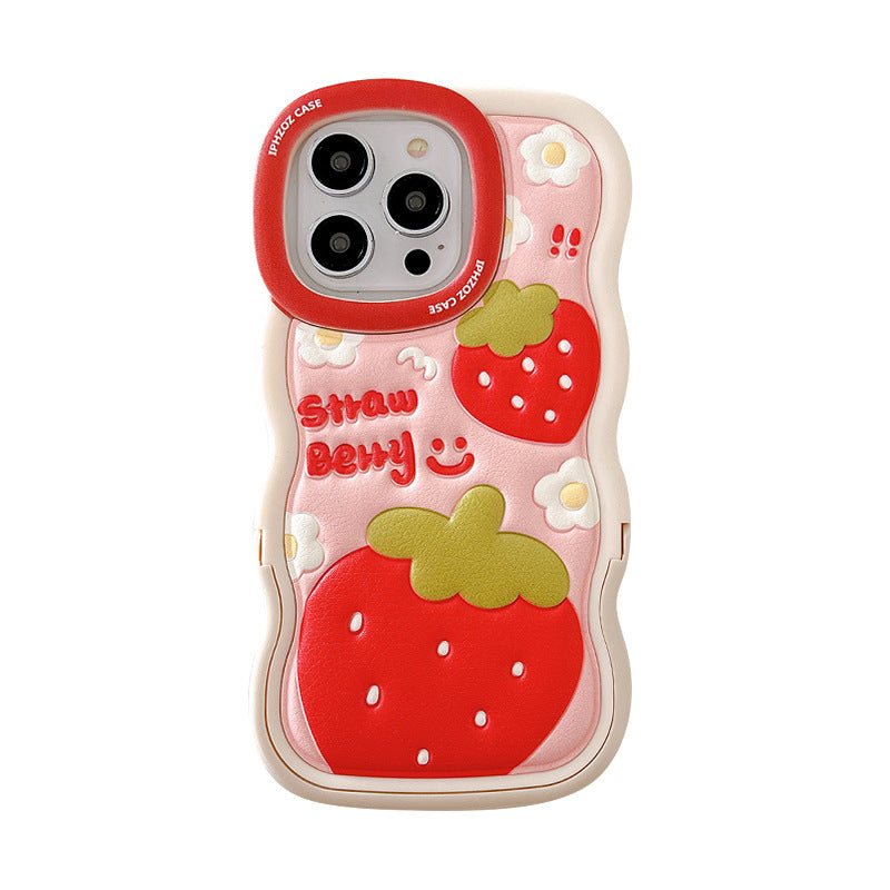 Accessories Summer ins Red Strawberry for iPhone14promax iPhone 13 Case 11 New 12 Bracket