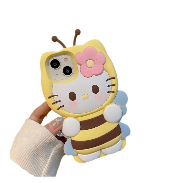 Accessories Internet celebrity cute bee HelloKitty for iPhone 14 mobile phone case cartoon iphone15promax new model