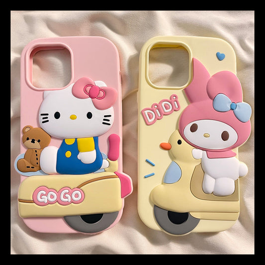 Accessories Cute cycling Melody KT cat for Apple 14 mobile phone case iphone15pro new 13pro Japan and Korea 15