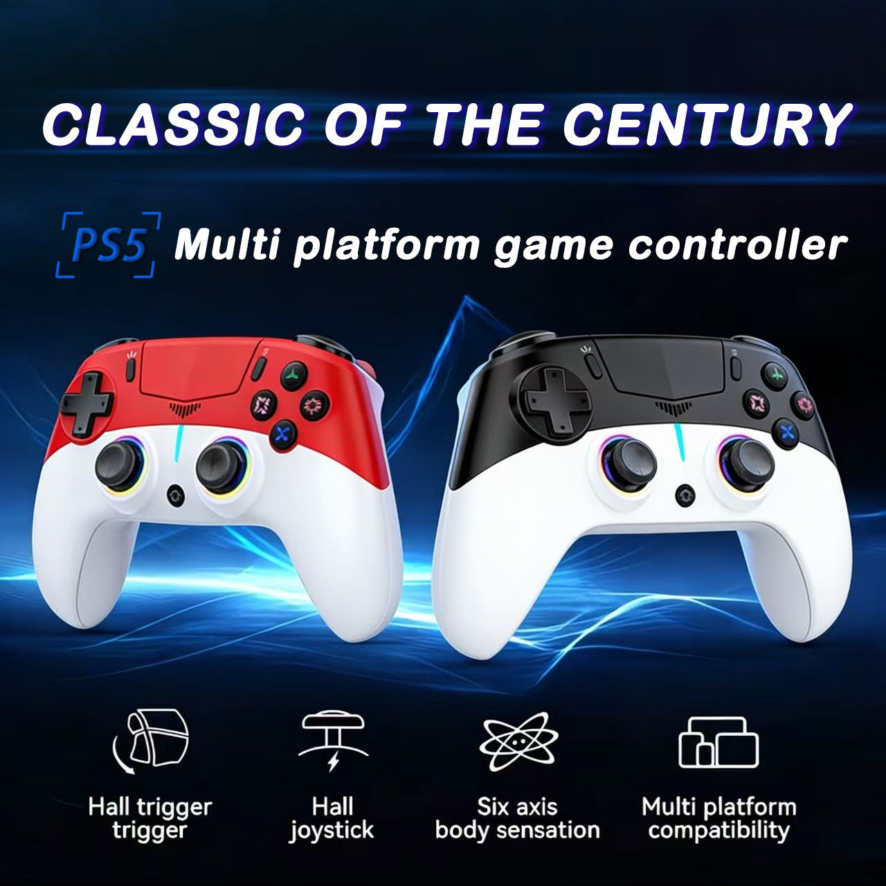 2025 new private model gamepad PS5 Bluetooth controller with RGB light macro programming with microphone
