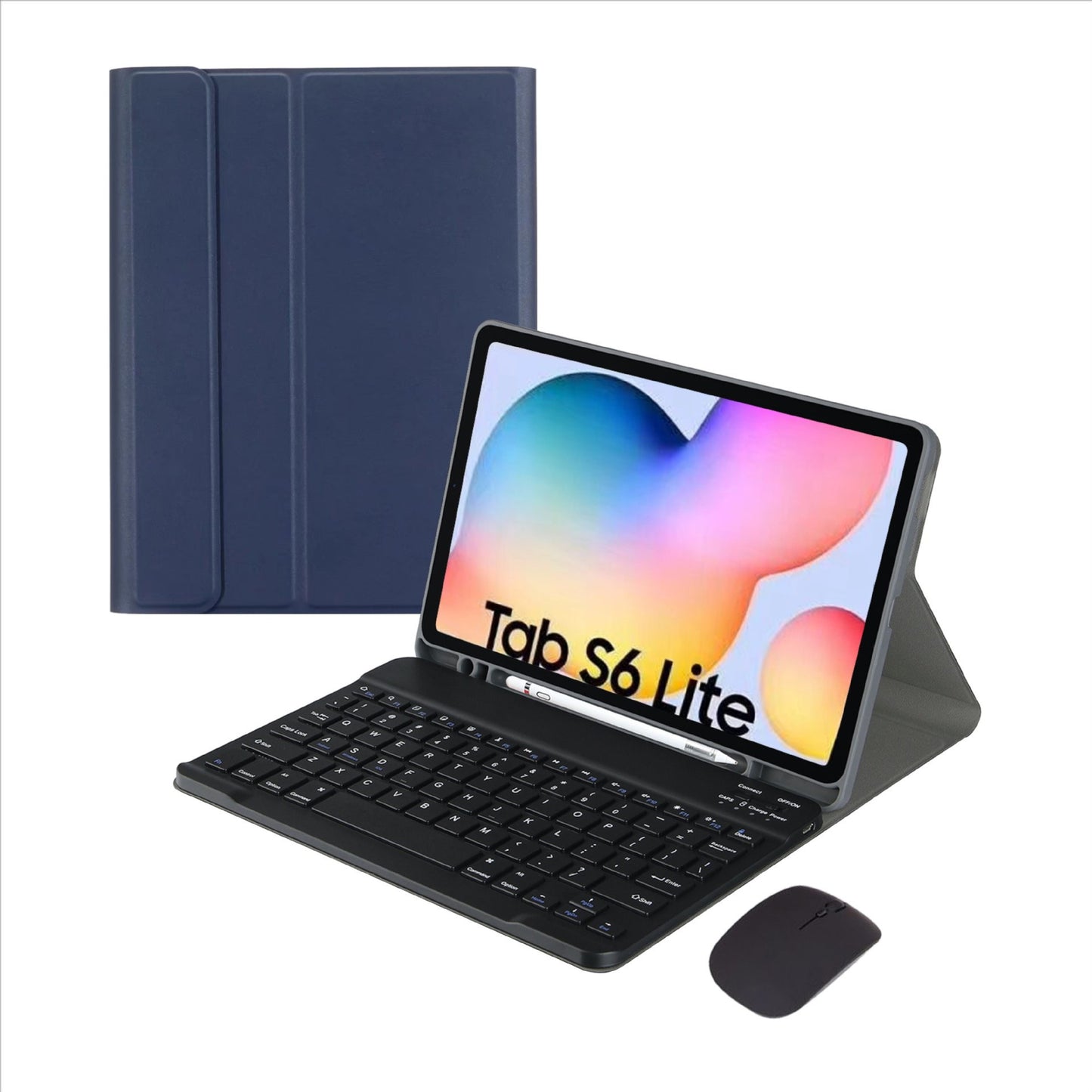 Suitable for Samsung Tablet S6lite S9 FE Bluetooth Keyboard A9 + Leather Case S7 Protective Case Round Keycap S8protective Accessories