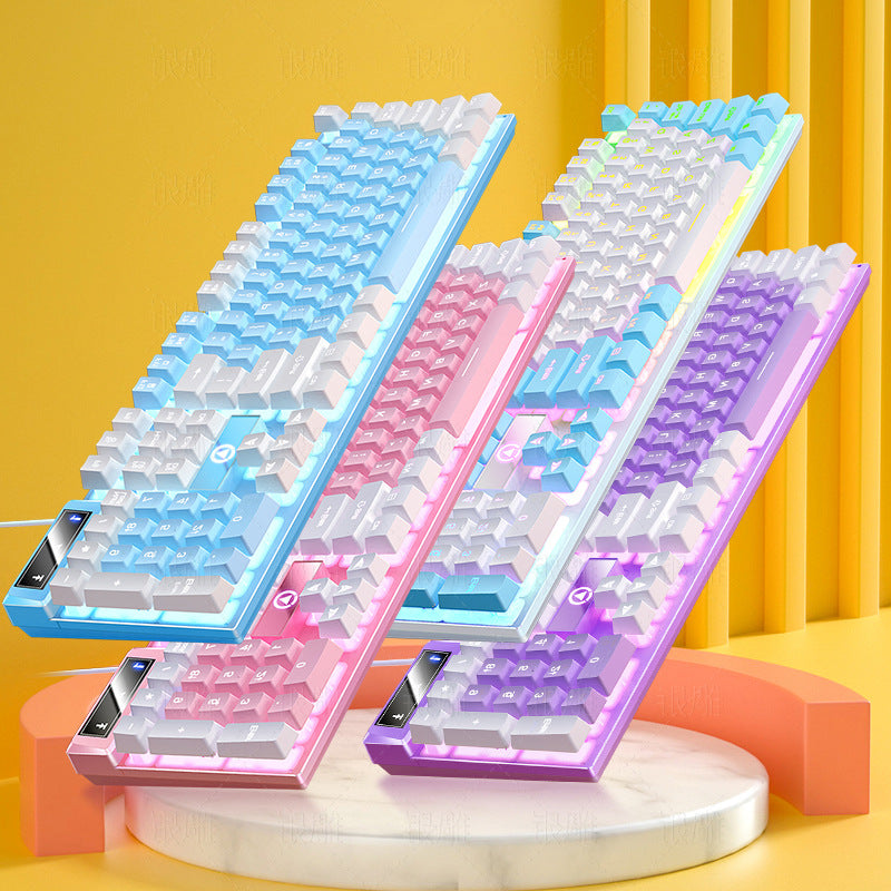 Silver Carving K500 game wired keyboard color matching luminous mechanical feel desktop computer accessories batch AliExpress