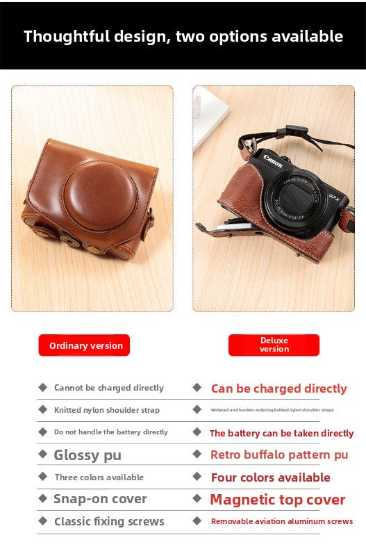 Suitable for Canon G7X3 Protective Case G7X2 Camera Case G11 G12G15/16 G1X2 Leather Case Camera Case Digital camera accessories