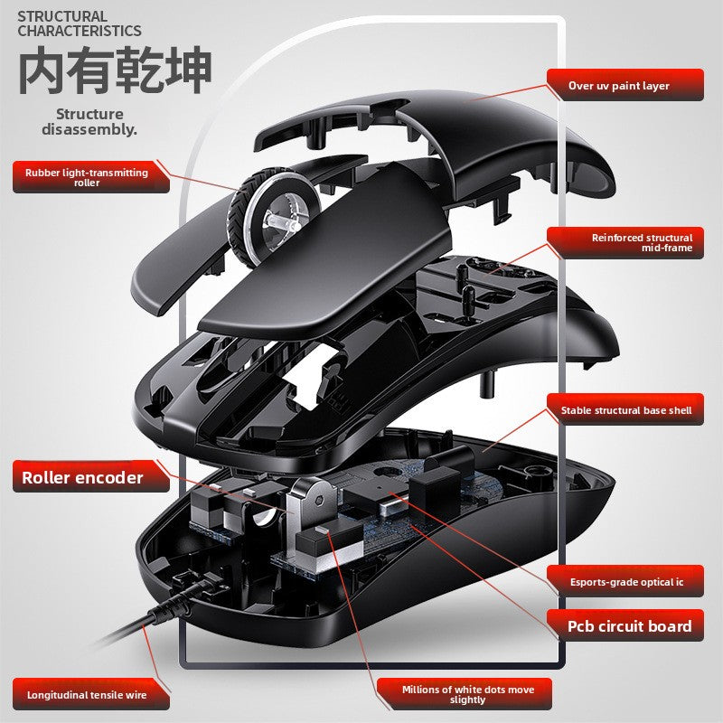 Silver engraving G2 colorful luminous USB wired business mouse, computer accessories office spot wholesale Amazon